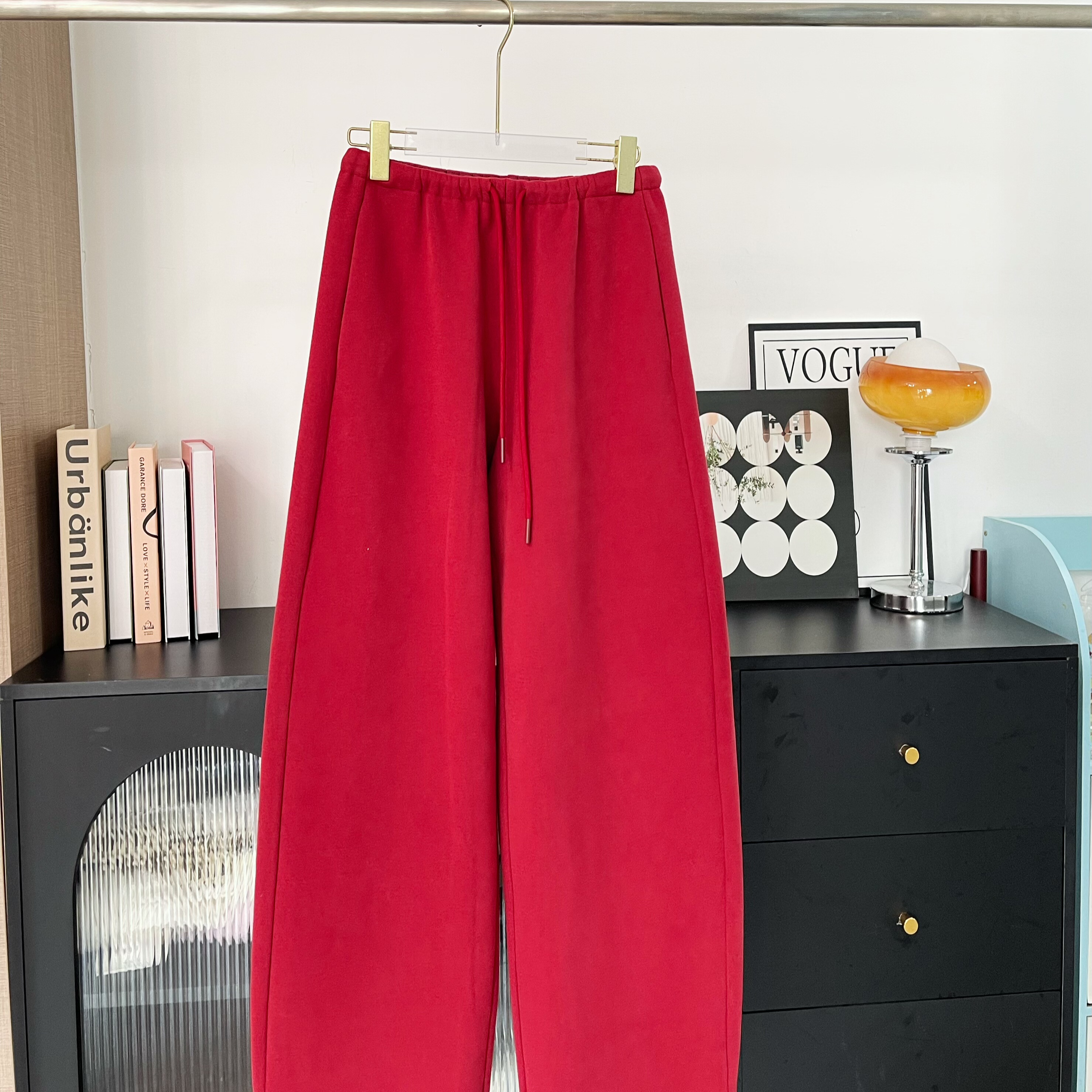 MINI老江人手一条好运发财红加绒秋冬保暖直筒休闲卫裤女,女装/女士精品,休闲裤,淘宝优惠券,粉丝福利购,淘宝优惠卷