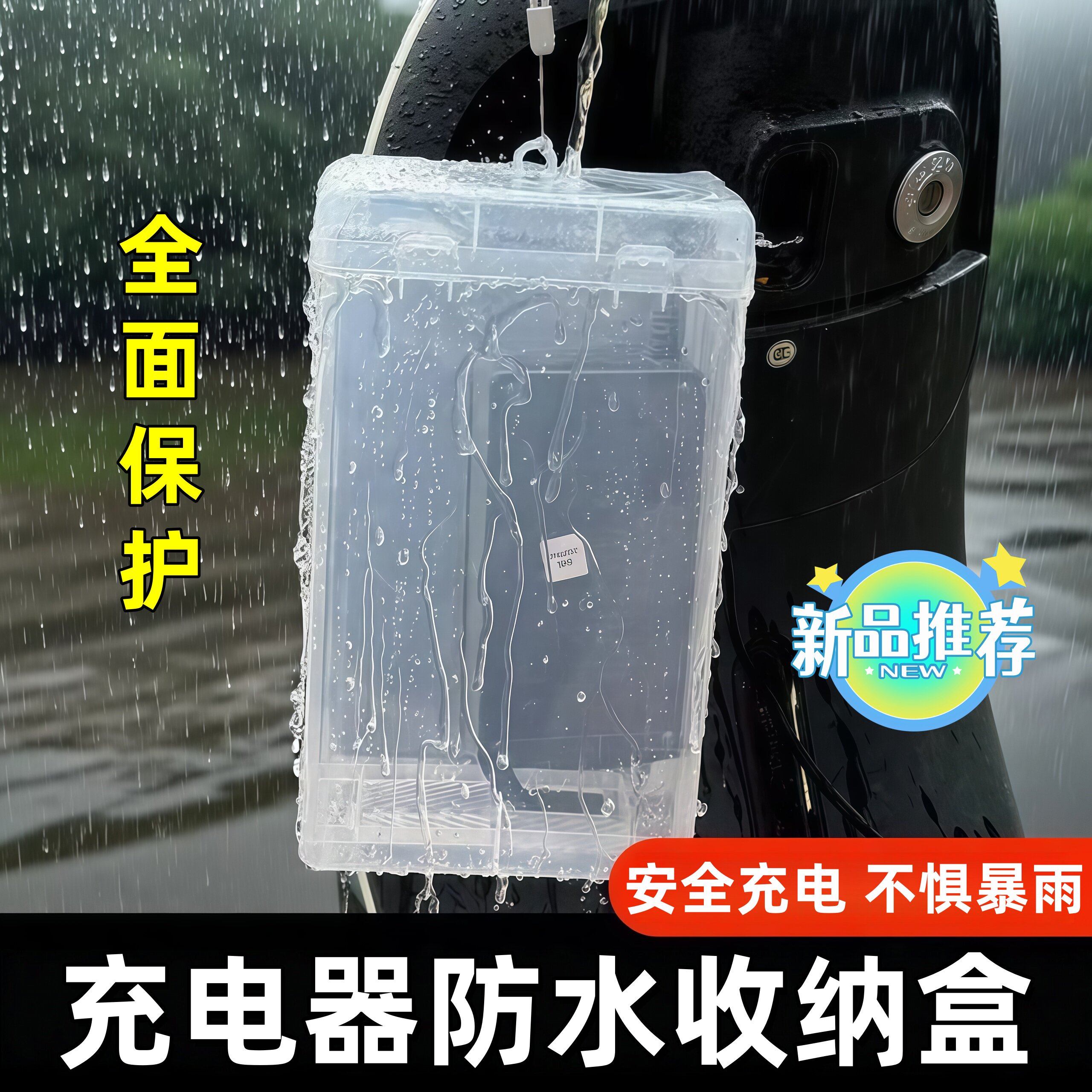 防水收纳盒通用盒充电防尘电瓶车充电器盒防雨罩电动车漏电防室外