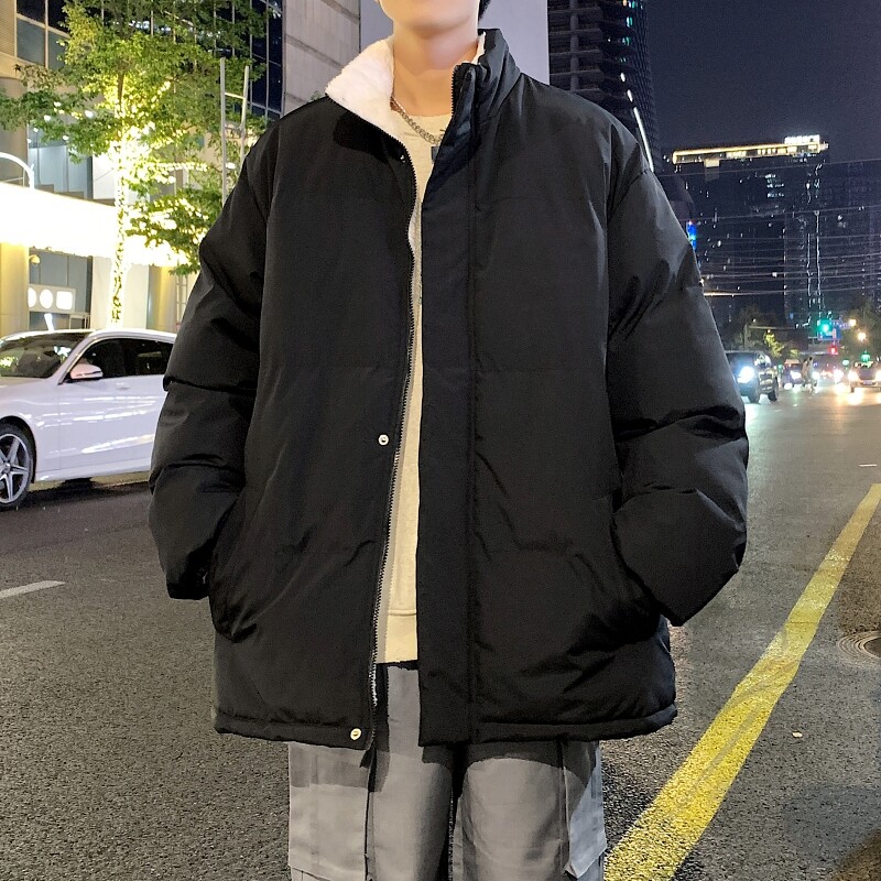 MY5787P75加厚宽松男生棉衣光板羊羔绒内里立领棉服外套男装冬季图片
