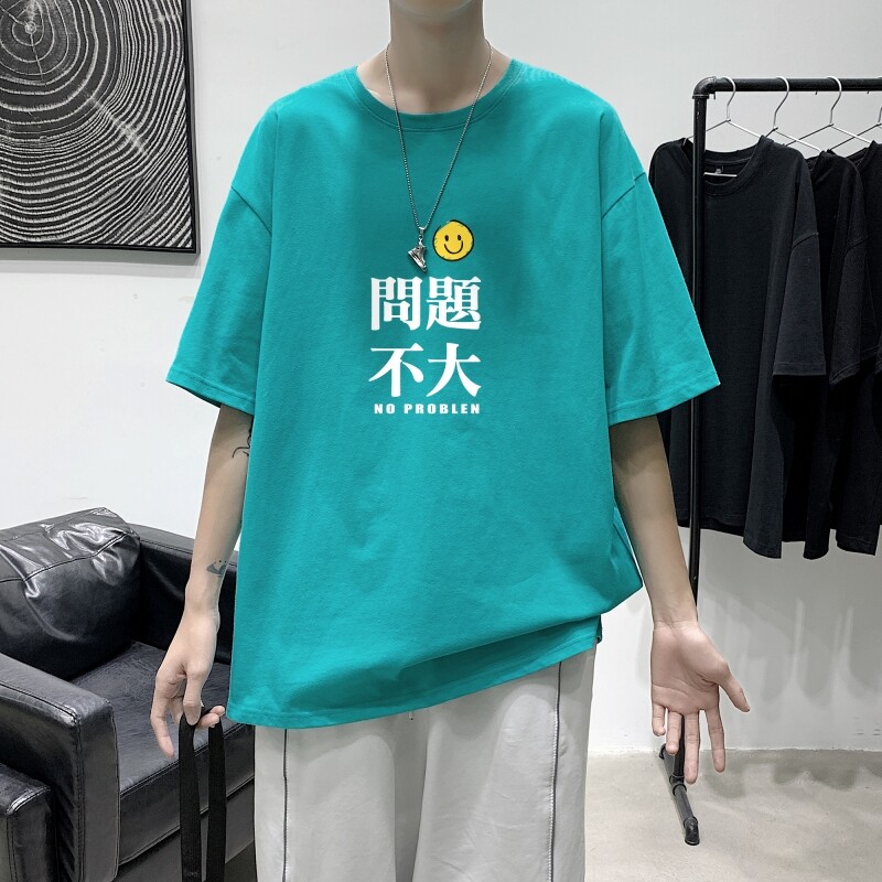 T3415仓库正常配送港风2022夏新款T恤男宽松T恤落肩港风男T图片