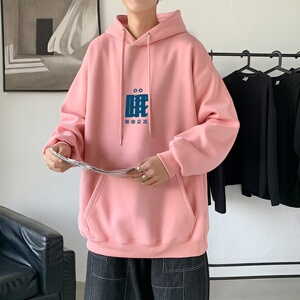 L2483P48卫衣男秋冬新款潮趣文字印花潮流休闲帅气连帽外套图片