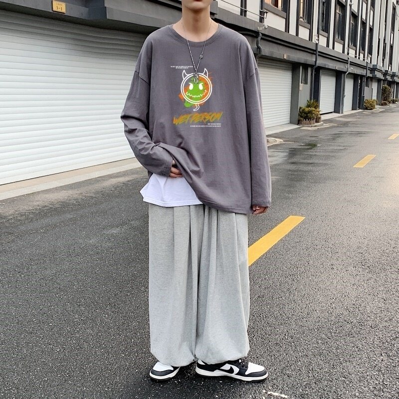 C2622P30长袖t恤男士2023夏新款纯棉美式涂鸦春秋打底衫潮牌港风,男装T恤,星座510A-2