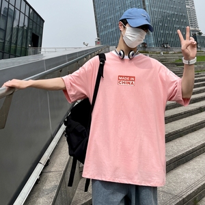 D2201港风外景21夏季新款潮流男士短袖T恤宽松半袖体恤衫