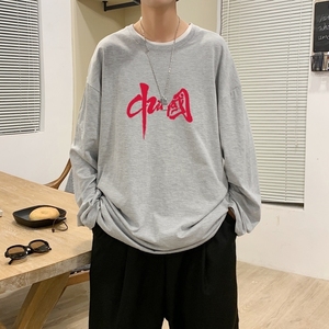 C2709P30男士长袖t恤春季潮牌薄款宽松潮流秋装卫衣服秋衣打底衫
