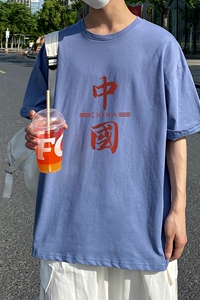 D2200港风室外男士t恤短袖ins潮牌潮流夏季薄款上衣服港风宽松图片