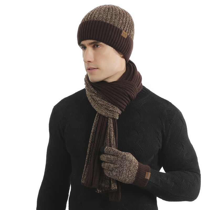 WJ0047P55情侣保暖手套三件套加厚绒护耳针织帽冬韩版毛线帽围巾，围巾，星座510A-6