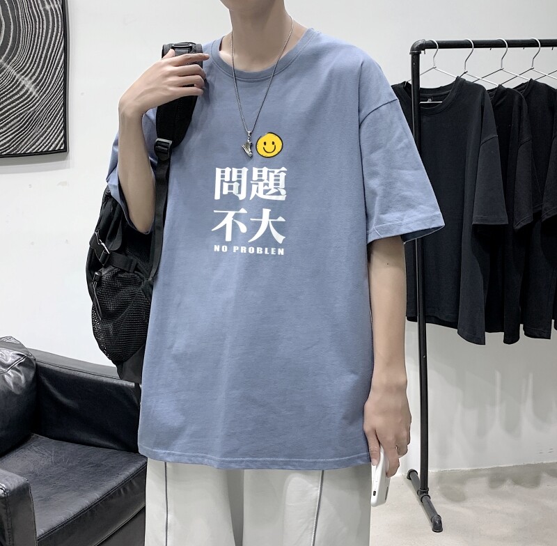 T3415港风落肩港风男T仓库正常配送2022夏新款T恤男宽松T恤图片