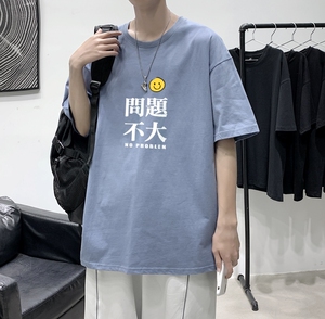 T3415港风落肩港风男T仓库正常配送2022夏新款T恤男宽松T恤图片