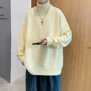 MG5788P47高级感慵懒潮牌oversize古着vintage冬加厚高领毛衣男图片