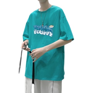 T3414P25港风2023夏新款T恤男宽松T恤落肩港风男T仓库正常配送图片