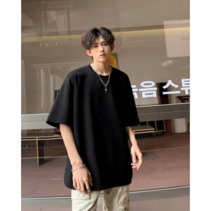 TB8405P25短袖男T恤青少年菠萝格圆弧下摆休闲学生纯色百搭半袖图片
