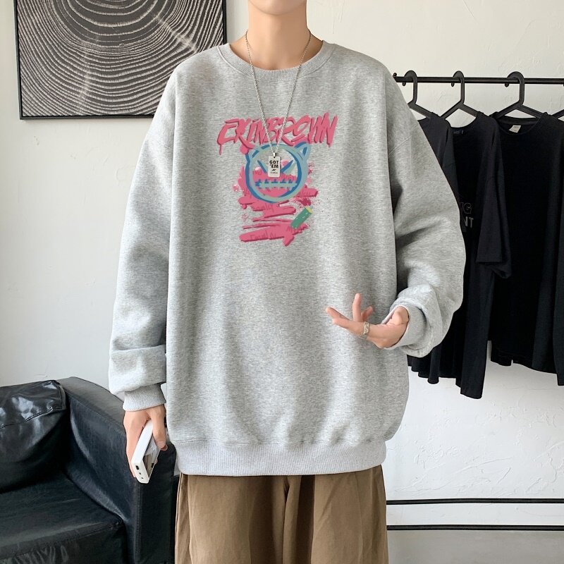 Y2448P38秋冬圆领潮牌印花上衣打底衫直筒长袖卫衣港风,男装卫衣,星座510A-2