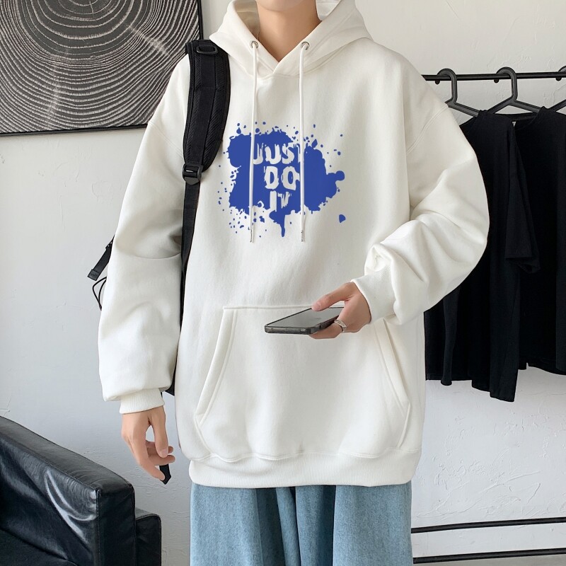 L2457P48韩版ins男士学生宽松运动连帽卫衣秋冬加绒情侣外套图片