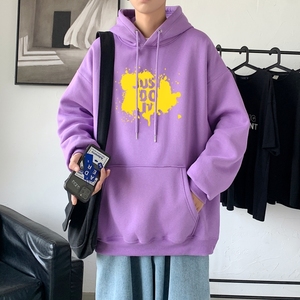L2457P48卫衣男秋冬新款潮趣文字印花潮流休闲帅气连帽外套图片