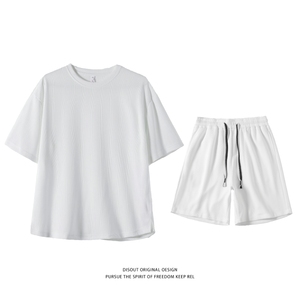 TZSD8409P55运动套装男士夏季休闲短裤子t恤ins速干垂感衣服一套