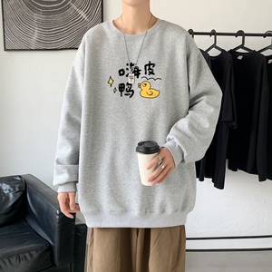 Y2490P38！21年秋冬新款港风日系大码印花长袖圆领卫衣男图片