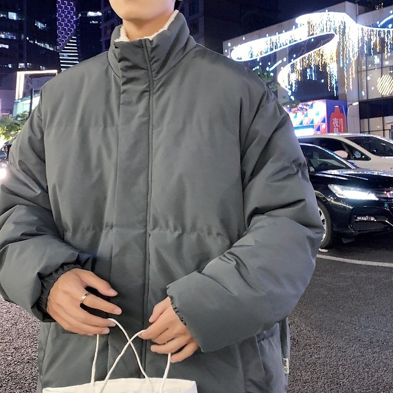 MY5787P75港风纯色立领棉服外套男装羊羔绒内里宽松男生棉衣光板,男装棉衣,星座510A-2