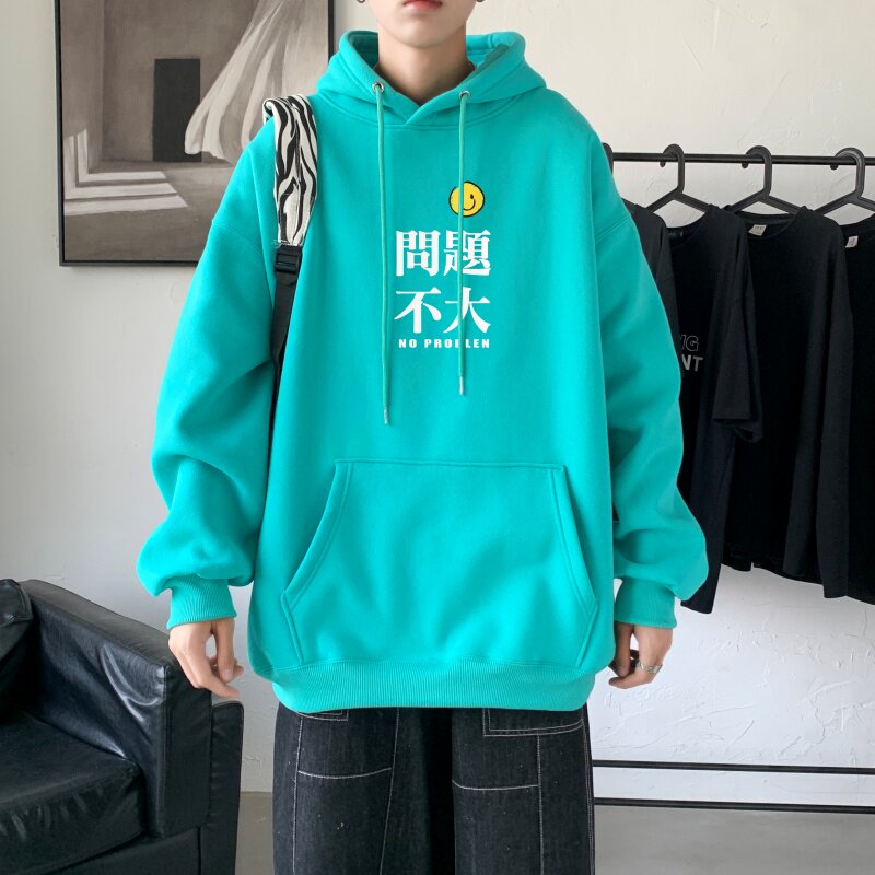 L2300港风 2021秋冬新款大码潮男连帽情侣卫衣男连帽外套图片