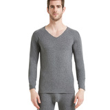 N1259P35男士无痕保暖内衣套装V领秋衣裤薄款磨绒修身弹力打底衫，保暖内衣，星座510A-6