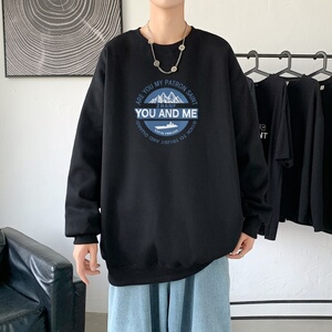 Y2486P38秋季男士bf宽松卫衣港风卫衣新款圆领韩版潮流衣服图片