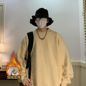 MDR7583P55控88加绒加厚宽松大码港风毛衣慵懒风圆领加厚毛衣图片