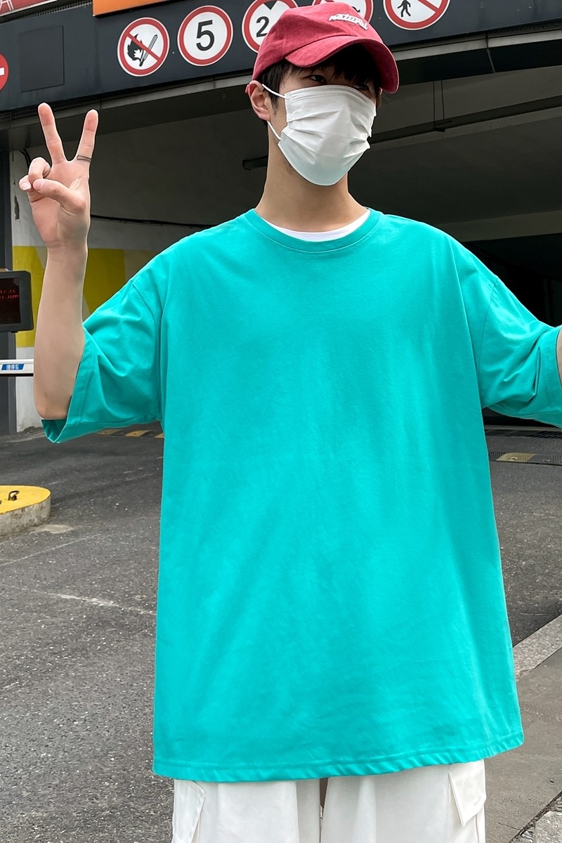D2053P15港风室外新款夏季短袖t恤潮流百搭纯色体恤衫ins休闲上衣,男装T恤,星座510A-6