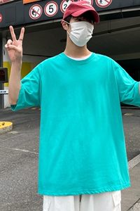 D2053P15港风室外新款夏季短袖t恤潮流百搭纯色体恤衫ins休闲上衣图片