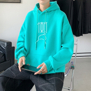 L2407秋装2021新款潮趣印花潮流男女情侣连帽卫衣图片