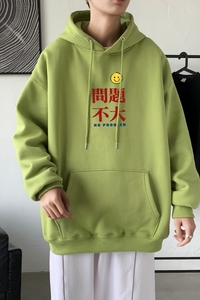 L2300秋装21中性纯色连帽卫衣套头宽松外套情侣装打底帽衫图片