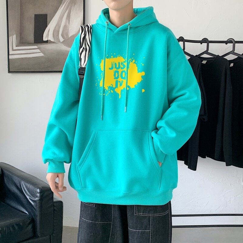 L2457P48秋装21中性纯色连帽卫衣套头宽松外套情侣装打底帽衫,男装卫衣,星座510A-2
