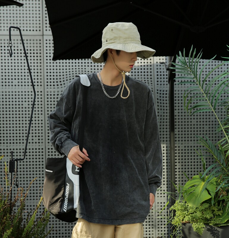 GB5622P45美式卫衣男春秋季纯色水洗做旧圆领上衣宽松休闲长袖大,男装卫衣,星座510A-2