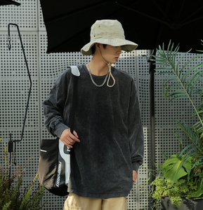 GB5622P45美式卫衣男春秋季纯色水洗做旧圆领上衣宽松休闲长袖大