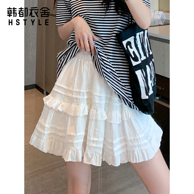 白色蛋糕裙短裙女春秋夏2025新款小个子高腰a字气质蓬蓬半身裙子