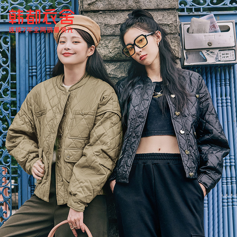 韩都衣舍2021年秋冬新款女装冬季流行保暖外套休闲羽绒服