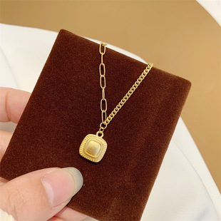 清仓捡漏 专柜撤回 金店同款 小方糖吊坠项链仿黄金锁骨链戒指女