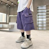 薄款 短裤 男童工装 中裤 夏季 男孩休闲裤 子五分裤 潮儿童夏装 中大童裤