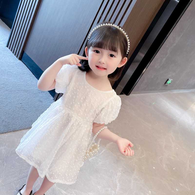 女童连衣裙洋气夏装2岁3儿童4女宝宝短袖白色裙子5小童甜美公主裙