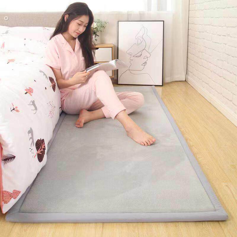 加厚珊瑚绒床边地毯宝宝儿童防摔地垫卧室客厅飘窗地毯纯色可定制