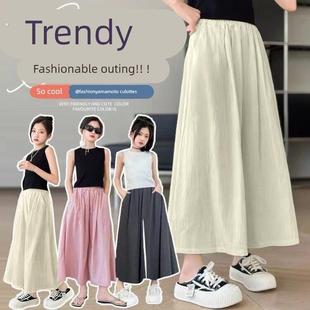 子2024夏装 冰丝阔腿裤 裙裤 薄款 洋气儿童中大童休闲宽松夏季 女童裤