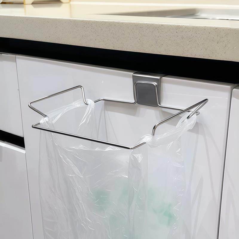 不锈钢壁挂式垃圾架橱柜收纳架家用可折叠厨房专用便携垃圾桶支架