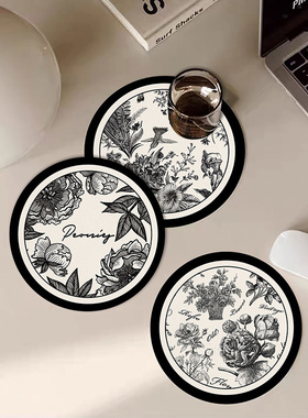 中式碗垫杯垫古风茶垫隔热防水免洗防脏一擦即净桌垫餐桌垫水杯垫