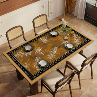 欧式轻奢桌垫高级感印花pvc皮革防水防油长方形桌面保护餐点茶几
