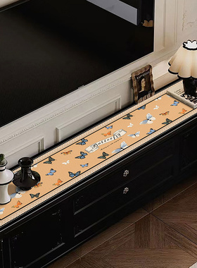 法式高级感电视柜皮革盖垫防水防污一擦及净餐边柜酒柜氛围感盖布