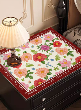 美式田园床头柜pvc垫防水防尘盖垫皮革梳妆台垫微波炉冰箱保护垫