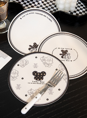 轻奢米奇隔热耐高温免洗皮革餐垫家用通用万能防水圆形杯垫高级感