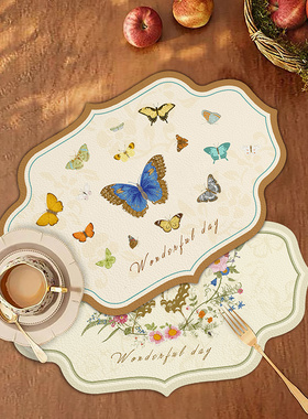 皮革餐垫高级感防水防油免洗美式复古桌垫轻奢法式西餐垫隔热垫