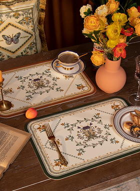 复古美式餐桌垫PU皮家用免洗隔热垫桌面垫茶几垫子防水防油西餐垫