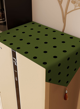 简约格子单双开门冰箱防尘盖布洗衣机顶部防尘布棉麻微波炉盖布