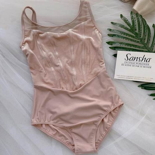 Sansha·丝绒背心款体操服女连体服基训舞蹈服形体服芭蕾舞练功服