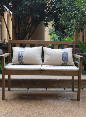 双人沙发长形椅子现代简约家用休闲客厅户外复古阳台实木靠背椅凳